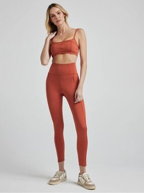 High-Waist Rust-Colored Performance Leggings W12-16 L13 Inseam 24